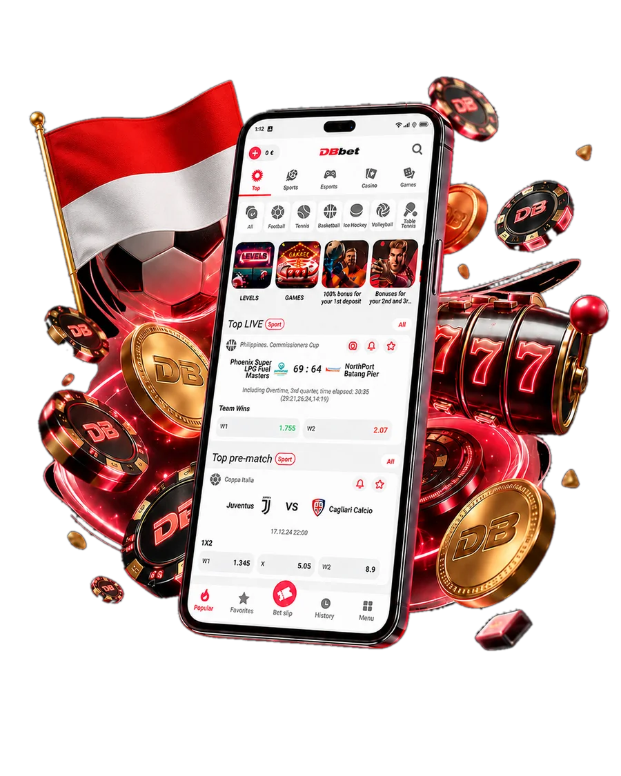 The DBBet app showing sports betting, casino, and slots